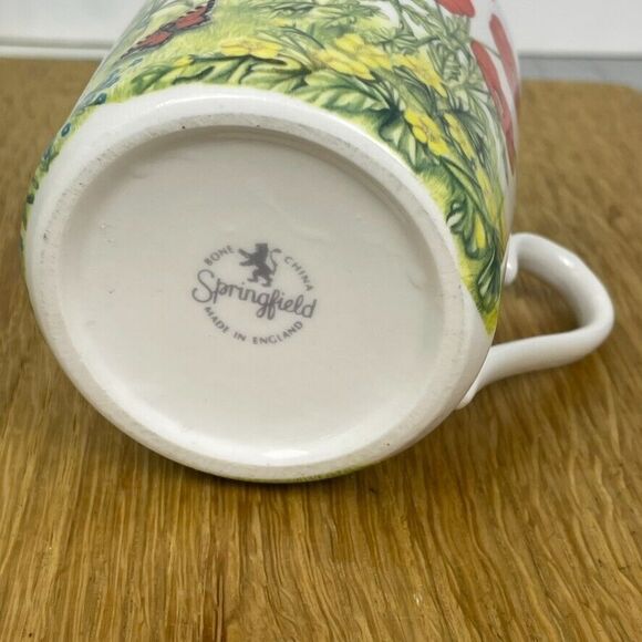 Springfield Poppy Field Meadow Butterfly Bone China Mug England Inside Design - Picture 11 of 15